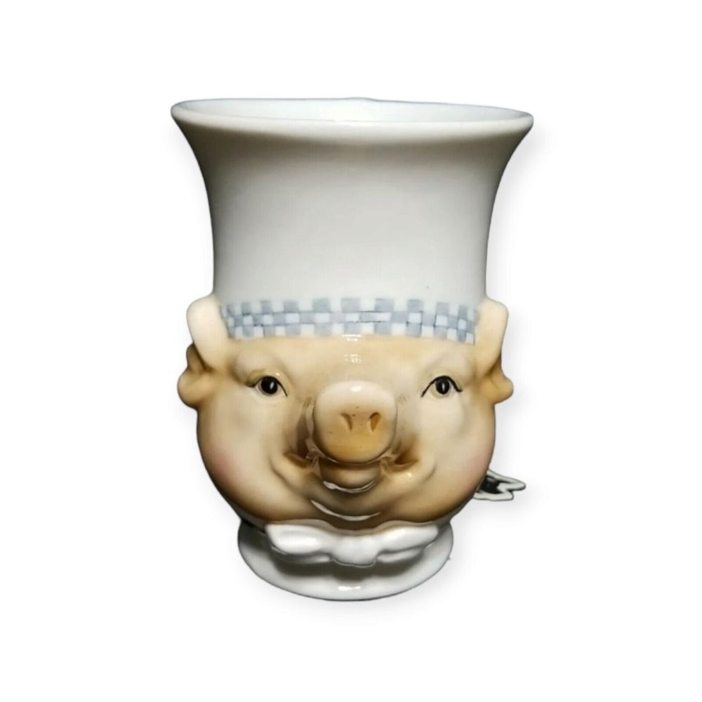 Department 56‎ Jam Bon Porcelain Chef Pig 3D Pedestal Coffee Mug Cup